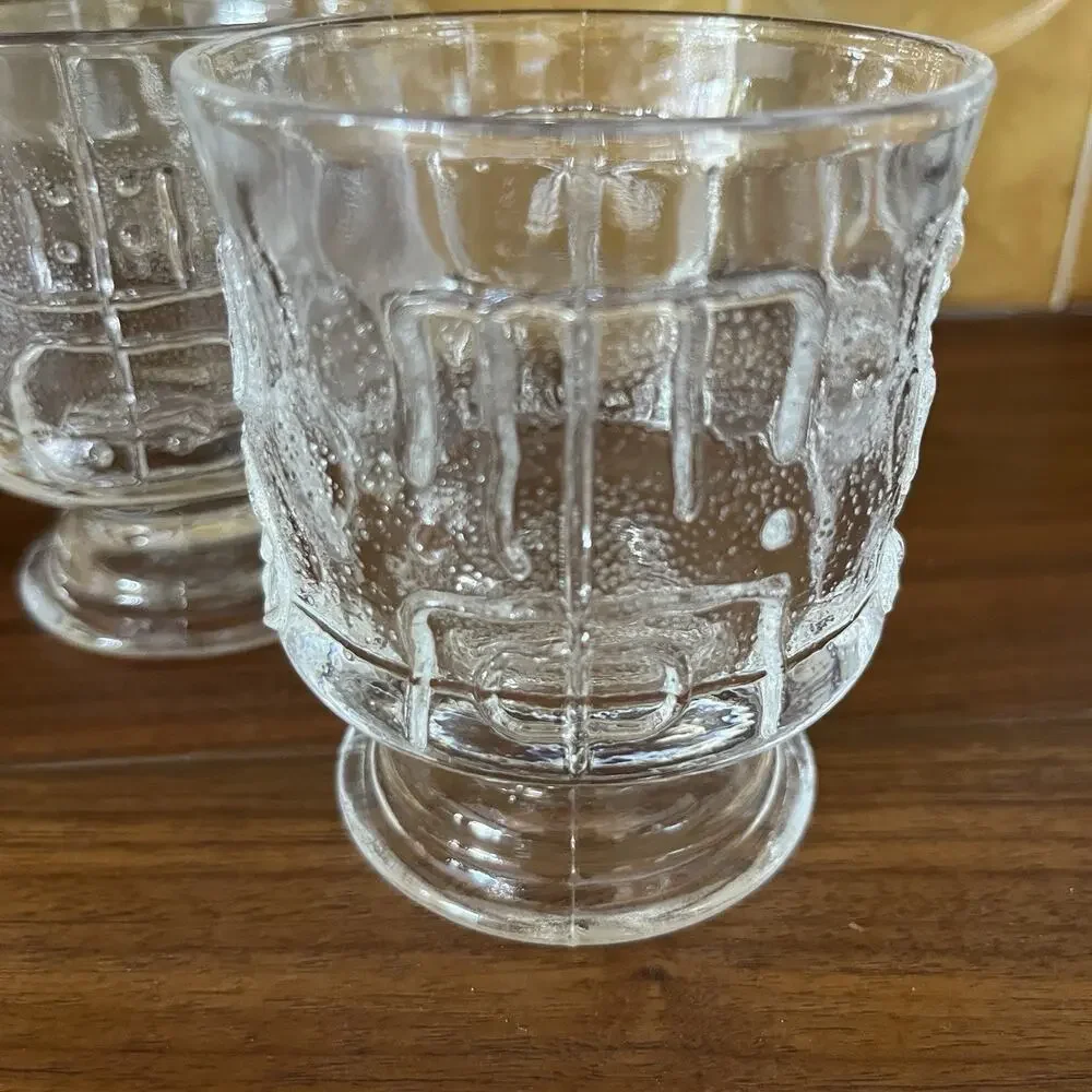 Vintage Nanny Still for Riihimäen Lasi Finland Brutalist Punch Cups Glasses x4